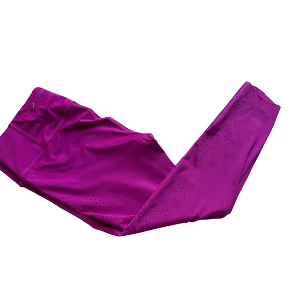 Athleta Pink Laser Cut 7/8 Leggings Size Small Hidden Zip Pocket Athletic Yoga - Image 10