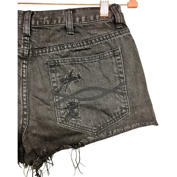 Abercrombie & Fitch Black Distressed Cut Off Jean Shorts Women’s Size‎ 6/28 - Image 5