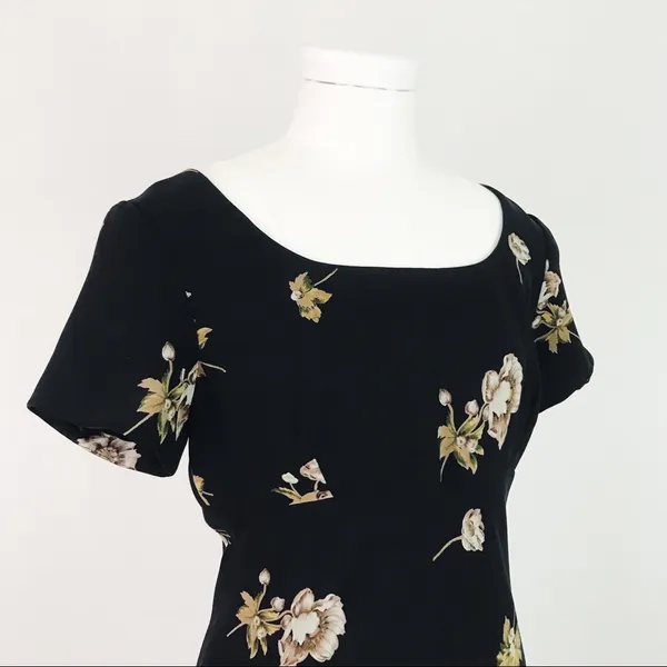 Vintage Ann Taylor Botanical Dress in Black | Size 6 - Image 9