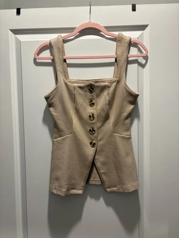 Maeve Anthropologie Structured Longline Vest XS Soft Camel NWT - Image 2