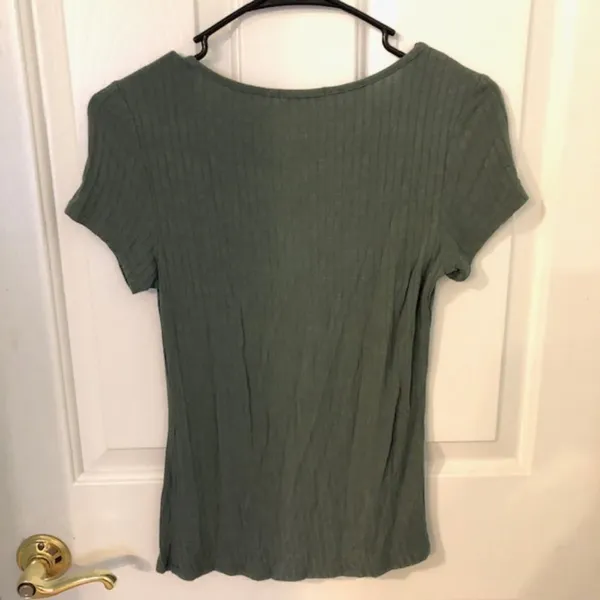 Charlotte Russe Lace Up T Shirt Green Size S - Image 3