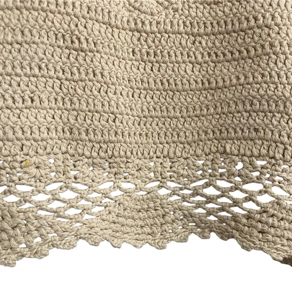 Cozy Casual Crochet Knit Crop Tank in Light Beige - Image 3