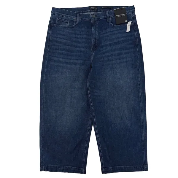 Banana Republic High Rise Wide Leg Crop Denim Jeans Dark Wash Plus Size 35 NWT - Image 2