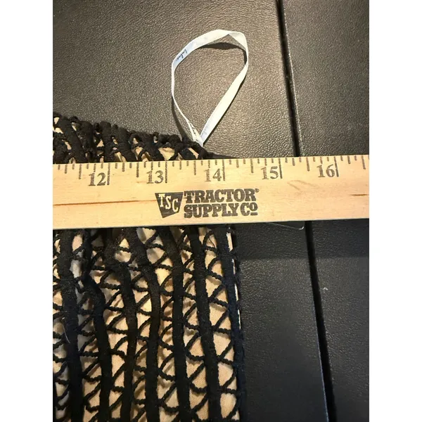 Lulus L Lenaya Strapless Dress‎ Black Crochet Handkerchief Hem Mesh Overlay NEW - Image 5