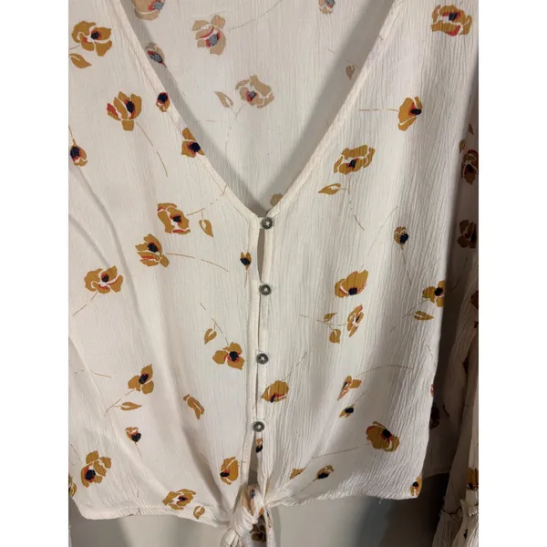 Billabong Lust Wild Floral Crop Tie Front Top Small Bell Sleeve Excellent Boho‎ - Image 6