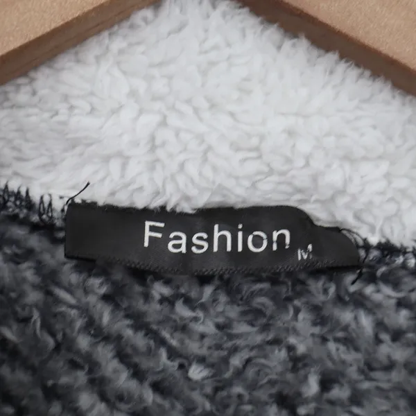 Fashion Pullover Womens M Buffalo Plaid Black White Quarter Zip Sherpa Excellent - Image 2