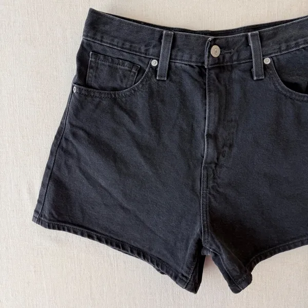 Levi's High Waisted Mom Shorts Womens 28 Black Denim Retro Summer Cut Offs - Image 5