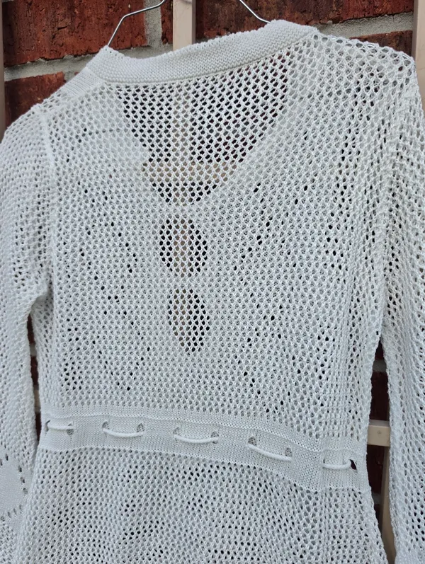 White Crochet Knit Swim Coverup Small - Image 8