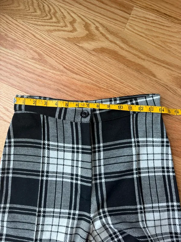 Free People Carnaby Plaid Pants Black White High Rise Skinny Size 8 - Image 6