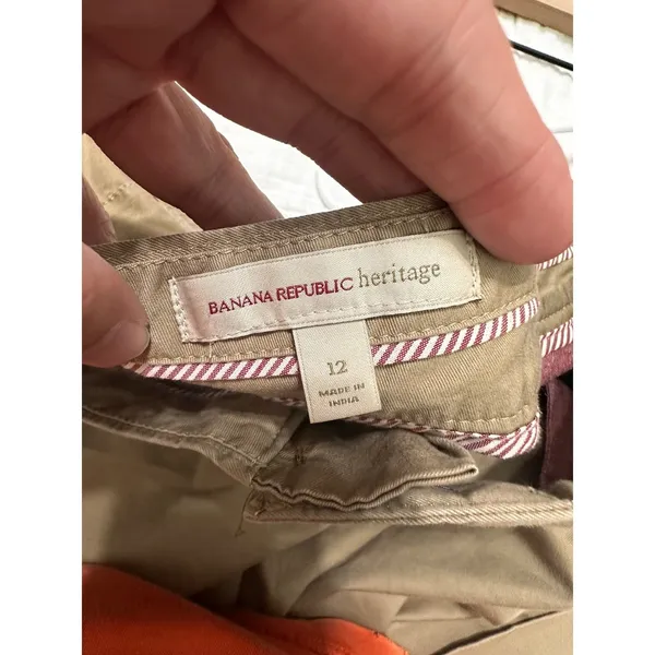 Banana Republic Heritage Khaki Chino Shorts Womens 12 Tan‎ Cotton Stretch Cuffed - Image 5