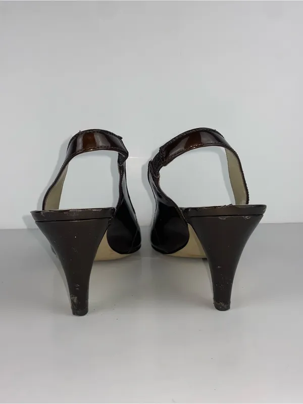 Brown Patent Slingback Heels Size 8.5 Anne Klein - Image 5