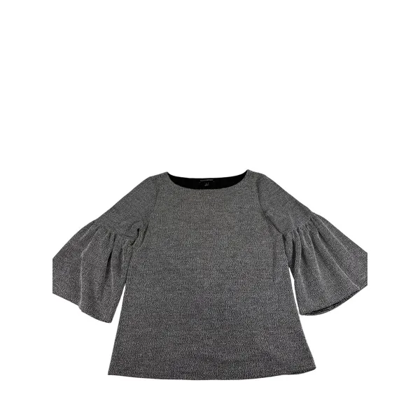 Banana Republic Bell Sleeve Blouse Medium Gray Crew Neck Pullover Casual‎ - Image 2
