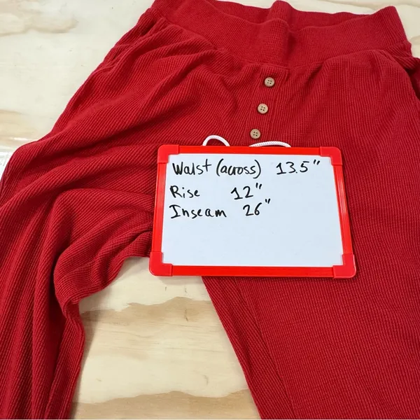 Eberjey Red Cozy Waffle Henley Short Sleeve Long Pants‎ Pajama PJ Set Red XS - Image 12