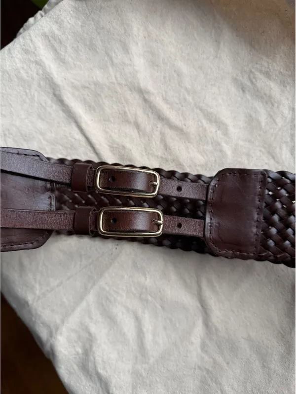 Talbots Brown Woven Leather Adjustable Belt Size Small - Image 4