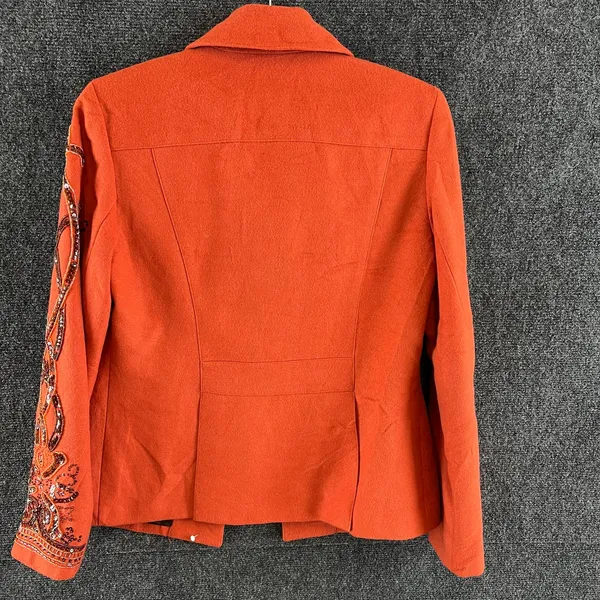 Spiegel Rust Orange Embellished Sleeve Blazer Jacket Womens Size 8 - Image 14