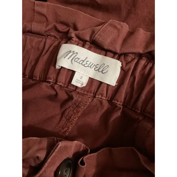 Madewell High Rise Paperbag Waist Cropped Pants Rust Red Size 2 - Image 5