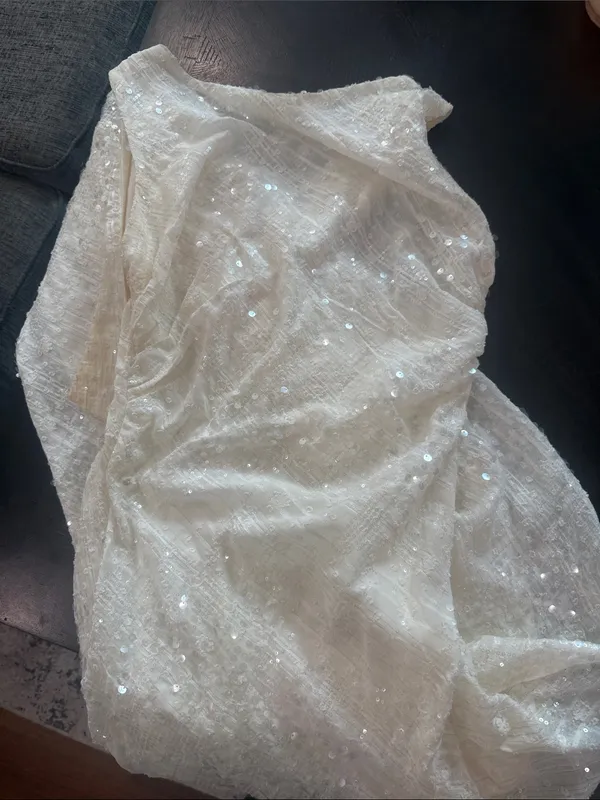 Line & Dot Ivory Sequin Halter Back Gown - Image 3