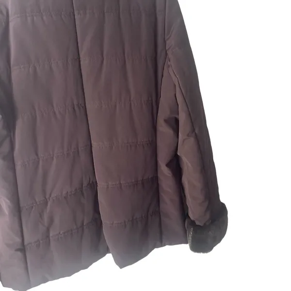 Jones New York Size XL Chocolate Brown Faux‎ Fur Lined Winter Coat - Image 7