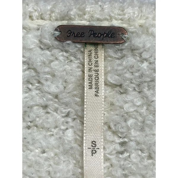 Free People Alpaca Blend Oversized‎ VNeck Chunky Knit Sweater Women S Cream Boho - Image 7