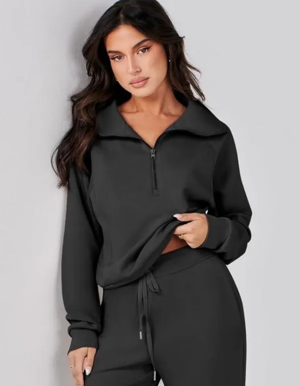 Black Quarter Zip Up Sweatshirt - Image 6