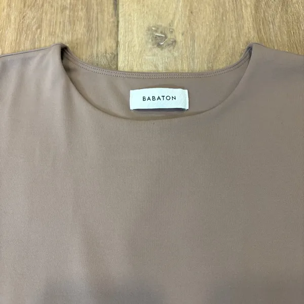 🌟Babaton🌟 Contour Knit Crop Top Tee Short Sleeve Crewneck Brown Sz S - Image 3