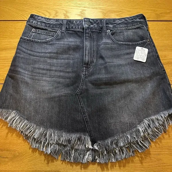NWT Free People denim mini skirt womens 31 Bailey maverick black - Image 3