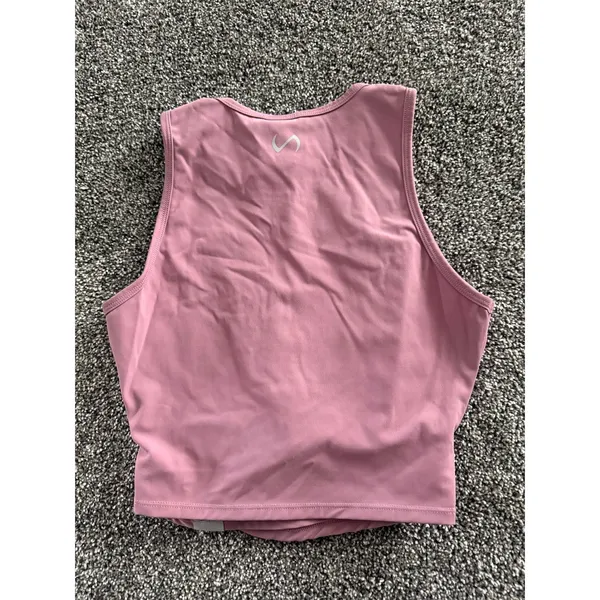 TLF Take Life Further Tank Top Womens XS Pink Mauve Cropped Twist Front - Image 3
