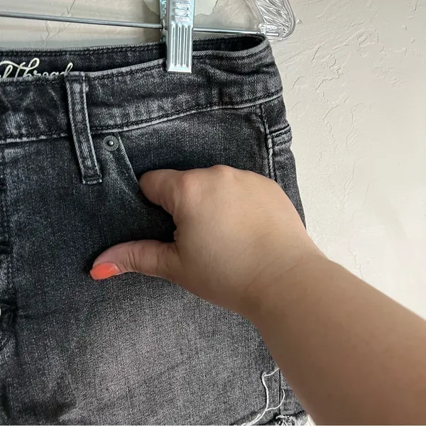Universal Thread Washed Black High Rise‎ Shortie Raw Hem Denim Shorts - Image 2