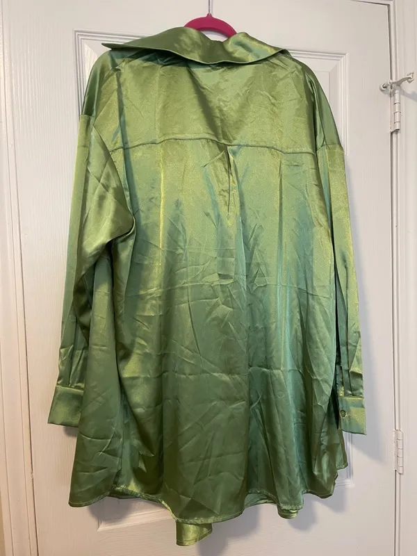 Princess Polly NWT Satin Green Slip Dress & Matching Shirt Set - Image 2