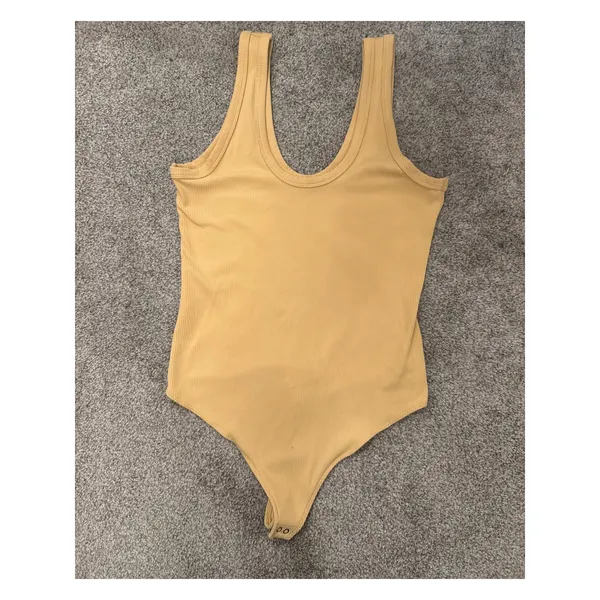 Abercrombie & Fitch SoftAF Ribbed Thong Bodysuit Butter Yellow Large - Image 2
