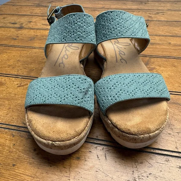 Zodiac Oceana Cork Wedge Sandals Green‎ Size 5.5 Small Flaw - Image 6