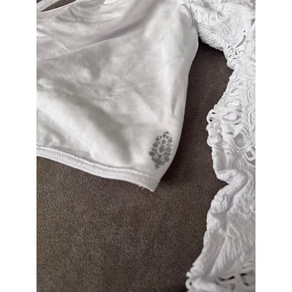 Free People Movement Say The Word Shrug White M/L Pointelle Lace Thumbhole Crop - Image 7