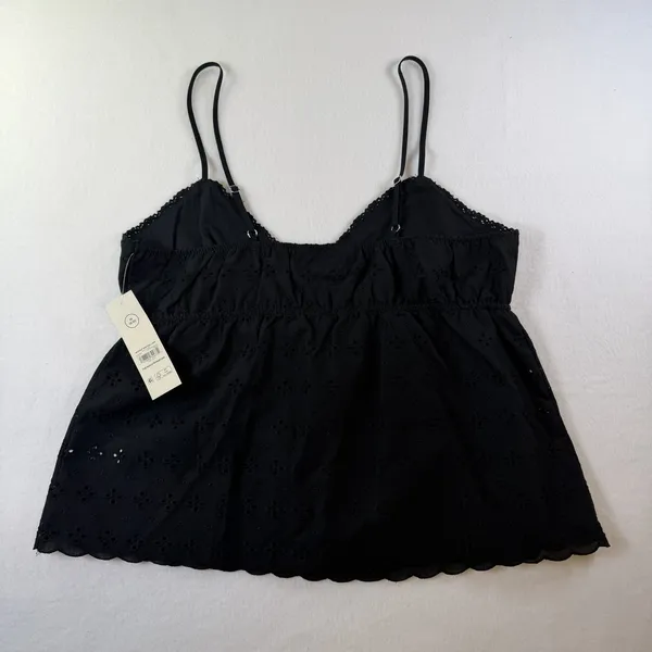 Black Eyelet Babydoll Cami Top – Lightweight and stylish Size M - Image 3