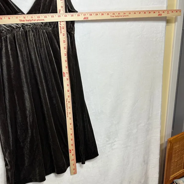 Old‎ Navy XS Muted Brown Velvet Mini Dress Empire Sleeveless Retro Babydoll Y2K - Image 5
