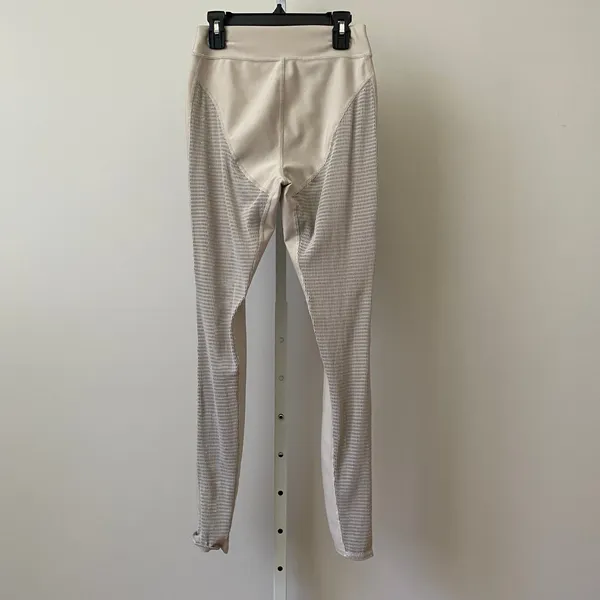 Alo Yoga Sporty Chic Yoga Pilates Mesh‎ Panel Leggings Medium Beige - Image 6