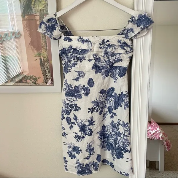 Abercrombie & Fitch Petite Emerson Cap Sleeve Linen Blend Mini Dress - Image 6