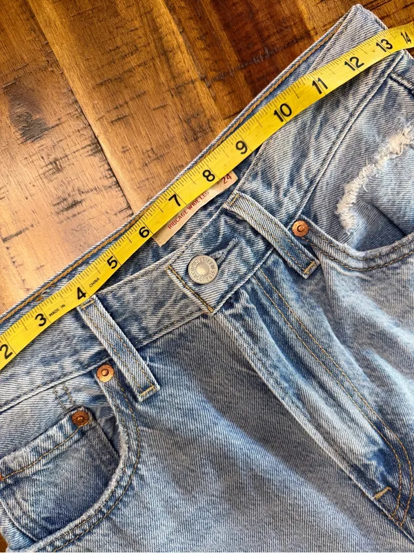 Levi's Ribcage Light Wash Distressed Wide-Leg Jeans Size 24 - Image 12