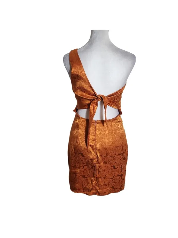 Lucy in the Sky Orange One Shoulder Mini Dress Size Small - Image 2