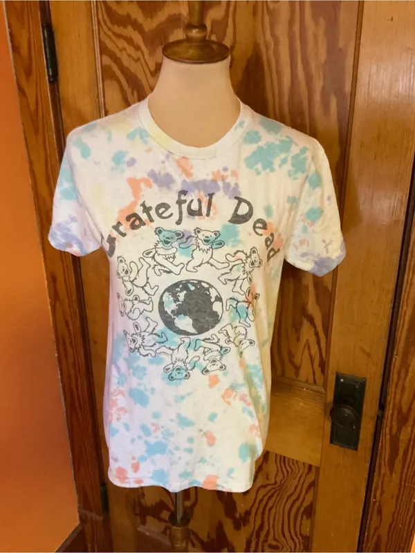 Junk Food Grateful Dead Dancing Bears Earth Tie Dye Graphic Tee XS 100% Cotton - Image 4