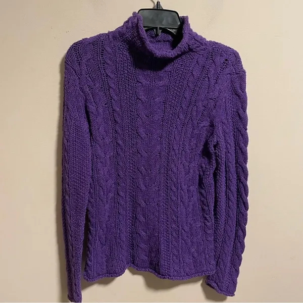 Lauren Ralph Lauren Cable Knit Mock Neck Turtleneck Knit Sweater- Size Medium - Image 2