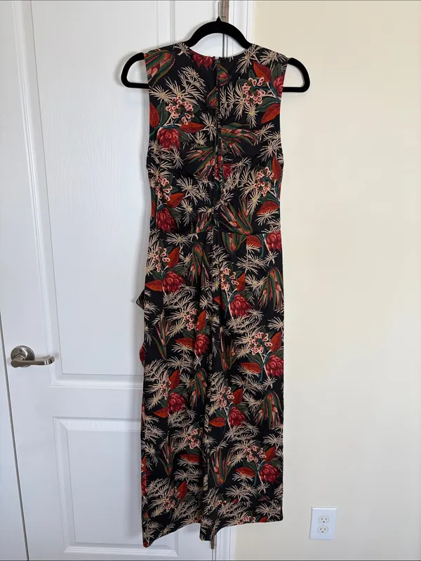 Ulla Johnson Edlyn Anthurium Floral Ruched Sleeveless Midi Dress Cotton Sz 6 - Image 6