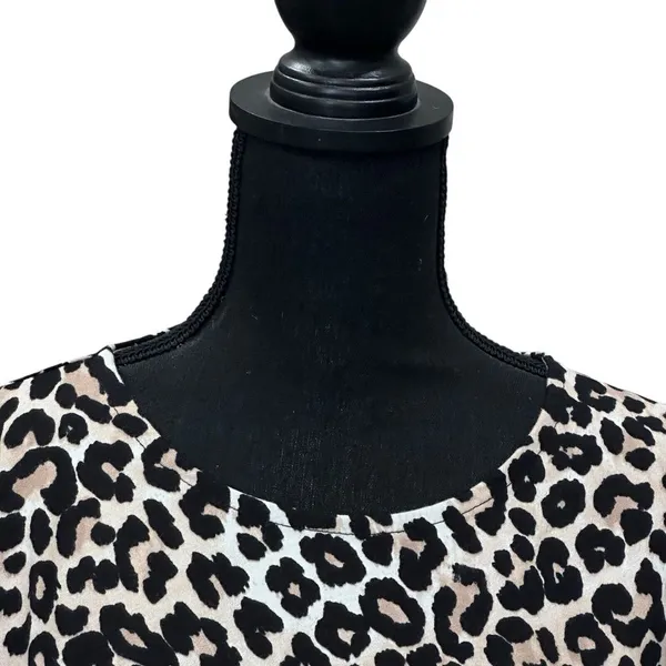 Asos Design Leopard Print Tiered‎ Babydoll Mini Dress Size 12 Ruffle Sleeve - Image 3