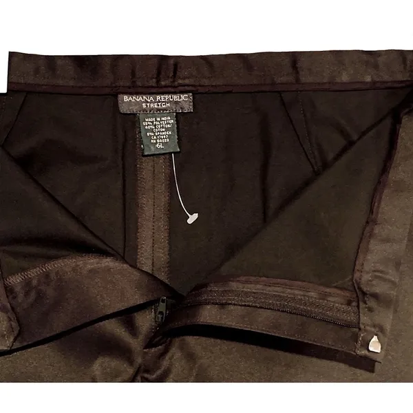 Banana Republic NWT Brown Stretch “Cotton Sateen” Flat Waist Pants Size 6L - Image 4