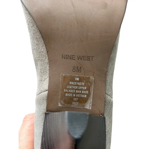 Nine West Ceynote Grey Suede Knee High Cone Heel‎ Pointed Toe Boots Womens 8M - Image 6