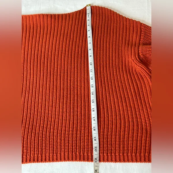 French Connection Womens burn Orange Knit Long Sleeve Sweater Stretch Top Size M - Image 8