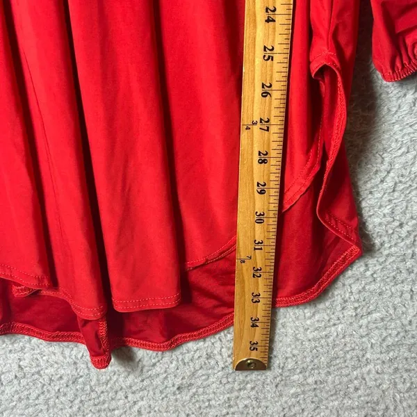 Pretty Little Thing Dress Womens 4 Red Slinky Plunge Split‎ Shift Stretch NEW - Image 7