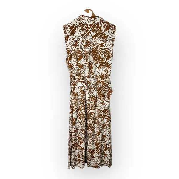 Melloday Womens size Medium Linen Blend Safari Tropical Belted Midi Dress - Image 2