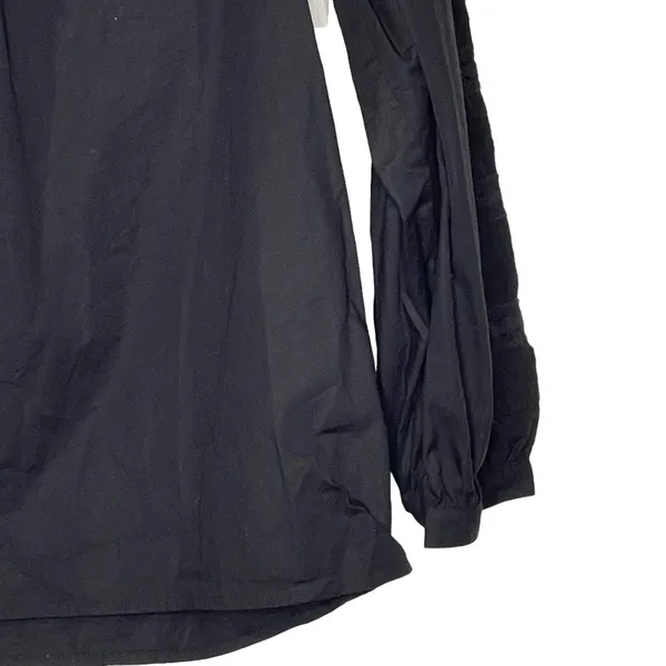 J. Crew Blouse Top Size Small Black‎ With Lace Sleeves Cotton Stretch Blend - Image 3