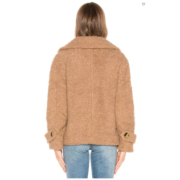 Free People Brown Sherpa Button Front Peacoat Cozy Textured Jacket Women Sz S - Image 12