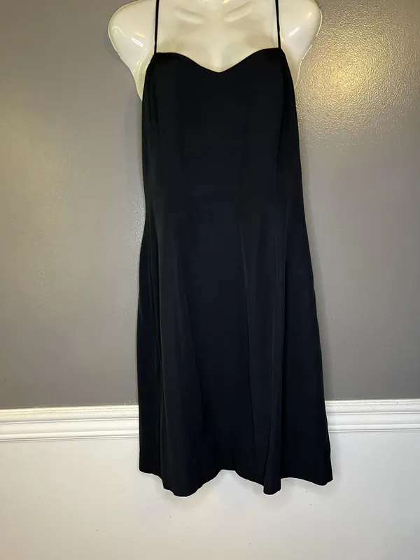 Vintage Joseph Ribkoff Dress Womens 12 Black Sweetheart Slip Spaghetti Strap - Image 3